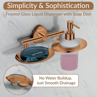 Plantex J4 Stainless Steel Soap Dish with Liquid Dispenser/Soap Stand for Bathroom Wall Mount/Shampoo Dispenser/Bathroom Accessories (PVD Rose Gold Finish) Angel