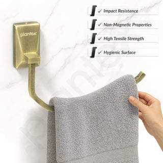 Plantex 304 Stainless Steel Rotatable Towel Hanger for Washbasin/Towel Ring for Bathroom/Towel Hanger/Napkin Holder/Bathroom Accessories - Crystal (Brass Antique)