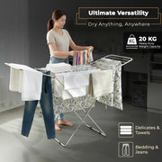 Plantex Cloth Dryer Stand/Stainless Steel Dry Clothes Stand/Foldable Dry Clothes Stand/Steel Cloth Stand - Pack of 1 (Chrome)