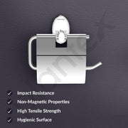 Plantex 304 Grade Stainless Steel Toilet Roll Holder for Bathroom/Toilet Paper Roll Holder/Toilet Tissue Paper Roll Holder for Bathroom Accessories - Oreva (Chrome)