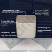 Plantex Imported Italica Ceramic Wall Hung Commode Toilet/Rimless Western Toilet/Washdown Commode with Soft Closing Toilet Seat - P Trap (Square - Matt Khaki)