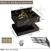 Plantex Floating Vanity/Slab Tile Vanity with Washbasin for Bathroom/Wall Mount Cabinet with Basin - 24 x 18 inch (ED-Black-Marble Finish)