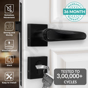 Plantex Main Door Lock/Mortise Lock for Doors - Robust Door Handle for Home with Brass Locks Body & Cylinder (PT-014, Black)