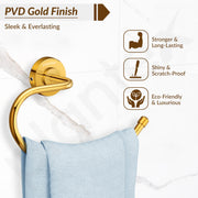 Plantex 304 Grade Stainless Steel Round Napkin Holder for washbasin/Towel Hanger/Towel Ring for Bathroom/Bathroom Accessories, Daizy(Golden)