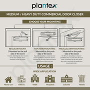 Plantex Heavy Duty Door Closer/Aluminium Door Closers for Wooden Door/75kg Hydraulic Door Closer for Home/Office/Hotel/Wide 180 Degree Opening (ISO 9001 Certified) - Golden
