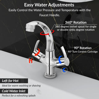 Plantex Pure Brass Wash Basin Tap/Sink Mixer Tap Hot and Cold/Pillar Spout for Wash Basin/Kitchen Mixer Tap-7 Year Warranty (Chrome)