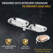 Plantex Double Soap Holder for Bathroom/Pure Brass Dual Soap Dish/Soap Stand/Soap Bar/Soap Case/Bathroom Accessories - Pack of 1 (APS-GIA-10-GIZA, Chrome)
