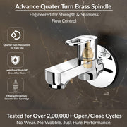 Plantex Short Body Bib Cock/Wall Mount Tap for Wash Basin with Teflon Tape & Wall Flange - Pack of 1 (Flip, Chrome)