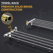 Plantex Towel Rack for Bathroom/Pure Brass Towel Holder/24 Inch Towel Stand/Towel Bar/Bathroom Accessories - Pack of 1 (APS-GIA-13, Chrome)