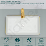 Plantex Table Top Wash Basin For Bathroom/Designer Ceramic Basin/Countertop Vessel Sink Basin - Indo-European Collection (24 x 14 x 5 Inch)