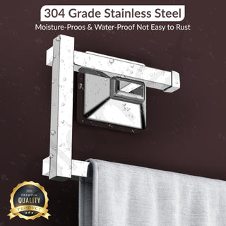 Plantex 304 Grade Stainless Steel Hand Towel Hanger for Washbasin/Towel Holder for Kitchen/Napkin Holder/Bathroom Accessories - Squaro (Chrome)