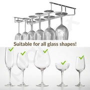 Plantex Wine Glass Rack/Wine Glass Holder for Cabinet/ Bar Glass Hanging Holder For Pubs/Kitchen/Bars (Double Line - L20 X W9 Inches), Hanging Shelves