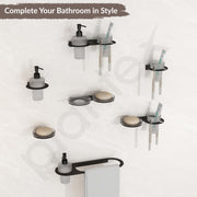 Plantex Stainless Steel Napkin Ring with Soap Dispenser for Bathroom/Bathroom Towel Hanger for Wall/Towel Ring Bathroom Accessories - Pack of 1 (Black)