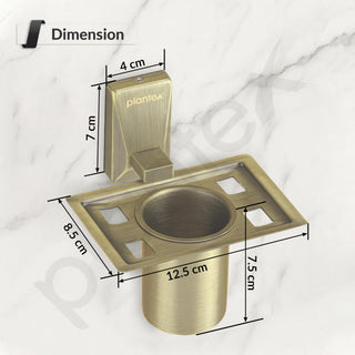 Plantex 304 Grade Stainless Steel Tumbler Holder/Tooth Brush Holder for Bathroom - Crystal (Brass Antique)