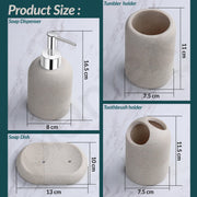 Plantex Resin Bathroom Accessories Set/Soap Holder for Bathroom/Toothbrush Holder/Tumbler Holder/Liquid Soap Dispenser - 4 Piece(Beige, XY-PS-005)