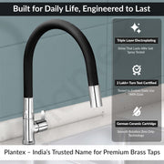Plantex Pure Brass Flexible Tap for Kitchen Sink/360° Rotatable Flexible Water Faucet/Kitchen Sink Tap Faucet with Water-Saving Nozzle – 7-Year Warranty (FLO-812B)