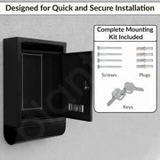 Plantex GI Steel Letter Box for Home Gate with News Paper Holder/Post Box/Suggestion Box for Office Use with Secure Lock and Keys/Complaint Box/Mail Box - (Black) Wall Mount