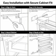 Plantex Pull Out Cabinet Organizer/Kitchen Cabinet Side Mounted Bottle Pull Out Unit/3-Tier Organizer with Soft Close/Heavy-Duty Storage for Modular Kitchen - (250mm, Grey)
