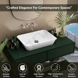 Plantex Ceramic Wash Basin/Washbasin for Bathroom/Tabletop Wash Basin with 10 Years Glaze Warranty by Plantex/Countertop Vessel Sink for Home, Office – (NCTT-338, White, 22 x 16 x 4 Inch)