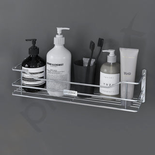 Plantex Bathroom Shelf for Wall Steel/Wall Mounted Shelf for Kitchen with Railings/Washroom Organizer (16 inch, Chrome)