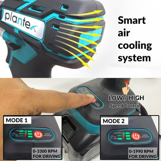 Plantex Cordless Impact Wrench with battery & charger/Brushless Motor/350 Nm Tourq/1/2 Square Head - (Blue & Black)