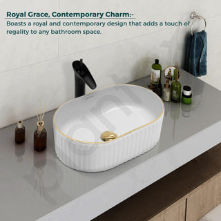 Plantex Table Top Wash Basin For Bathroom/Designer Ceramic Basin/Countertop Vessel Sink Basin - Indo-European Collection (White)