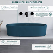 Plantex Ceramic Wash Basin for Bathroom/Oval Counter Top Basin/Tabletop Wash Basin for Home/Office(Pine Blue - 22x14x6 inch)
