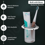 Plantex Smero Pure Brass Tumbler Holder/Tooth Brush Holder/Bathroom Accessories - Aqua(Chrome)