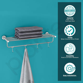 Plantex Stainless Steel 24 Inch Towel Rack for Bathroom/Towel Holder/Towel Stand/Towel Hanger/Bar/Bathroom Accessories - Pack of 1 (Chrome)