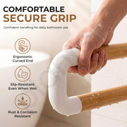 Plantex Resin Grab Bar for Toilet with Grip/24 inch Anti-Slip Handle for Bathroom Support - Pack of 1 (White & Wood)