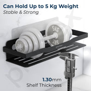 Plantex Self Adhesive Bathroom Shelf/Stainless Steel Shelf/Soap Holder for Kitchen/Tumbler Holder/Bathroom Organiser without Drill - ( 12 x 4 Inch,Black, Combo)