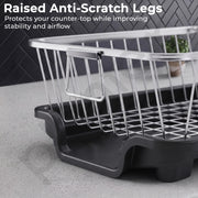 Plantex Stainless Steel Dish Drying Rack/Dish Rack with Drainer Tray for Kitchen/Vessel Drainer Basket for Utensils/Bartan Basket Stand - Chrome (17.5x12.5x7 Inch)