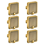 Plantex Knobs for Drawers/Drawer Knobs/Square Knob for Cabinets/Pull-Push Knob for Kitchen/Bedroom/Drawer - Pack of 6 (Brass Antique & Gold)