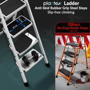 Plantex Steel Ladder for Home/Strong Foldable Wide 6 Step Ladder/Anti-Skid 6 Step Ladder - (Apex - White)