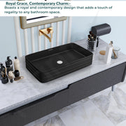 Plantex Wash Basin for Bathroom/Ceramic Basin/Rectangle Table Top Basin/Wash Basin for Home/Restaurant (Charcoal Black - 26 x 15 x 5 Inch)