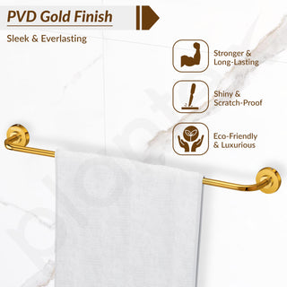 Plantex 304 Grade Stainless Steel 24 inch Single Towel Rod for Bathroom/Towel Stand/Hanger/Bathroom Accessories Pack of 1, Daizy (Golden)