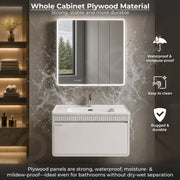 Plantex Wall Mount Vanity Cabinet with Washbasin and Mirror/Rectangular Basin with Cabinet for Bathroom - (Gizmo - 800, White)