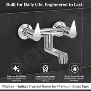 Plantex Pure Brass Non Telephonic Wall Mixer with Water Saving Faucet/Mixer Tap for Bathroom with Brass Wall Flange and Teflon Tape-7 Year Warranty (Pac-1816-Chrome)