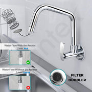 Plantex Pure Brass Sink tap for Kitchen Basin/Kitchen Tap with Brass Wall Flange and Water Saving Nozzle/Tap for Wash Basin/Kitchen Faucet-(ZUR-1508-Chrome)