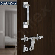 Plantex Stainless Steel Door Kit for Single Door/Door Accessories (10-inch Al-Drop,8-inch Latch,2 Handles of 8 and 7 Inch,7-inch Tower Bolt and 4-inch Door Stopper- (Chrome & Satin)