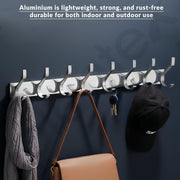 Plantex Aluminium Cloth Hanger Wall Mounted with 8 Hooks for Bathroom/Kitchen - Cloth Hanger/Towel Hanger/Keys Holder - Pack of 2 (8 Hooks, Chrome)