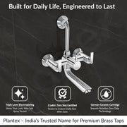 Plantex Wall Mixer for Bathroom 2 in 1 with L-Bend Provision for Overhead Shower/Mixer Tap for Bathroom with Water Saving Nozzle Tap- 7 Year Warranty (Bal-518-Chrome)