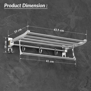 Plantex Eco Stainless Steel Folding Towel Rack/Bathroom Towel Hanger/Towel Holder/Stand/Bathroom Accessories (18-inch) Chrome