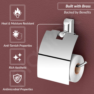 Plantex Smero Pure Brass Toilet Paper Holder/Tissue Paper Stand for Washroom/Bathroom - Superb (Chrome)