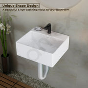 Plantex Ceramic Wash Basin for Bathroom/Wall Hung Basin/Bathroom Sink with 10 Years Glaze Warranty by Plantex/Washbasin for Restaurant/Hotel (Glossy White/Cuba - 14 x 12 x 5 Inch)