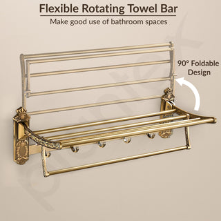 Plantex Antique Aluminum Folding Towel Rack for Bathroom/Folding Towel Stand/Towel Hanger/Bathroom Accessories (24 Inch)