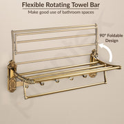 Plantex Antique Aluminum Folding Towel Rack for Bathroom/Folding Towel Stand/Towel Hanger/Bathroom Accessories (24 Inch)