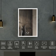Plantex 304 Stainless Steel Bathroom Mirror Cabinet/Mirror Cabinet for Wash Basin/Bathroom Organiser with Mirror (16x24 Inch|LED, Defogger & Bluetooth|Chrome)