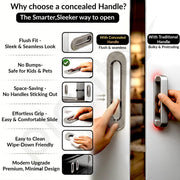 Plantex Sliding Door Handle/Concealed Handle for Sliding Door/224mm Concealed Handle for Wardrobe/Kitchen Cabinet - Pack of 2 (Satin)