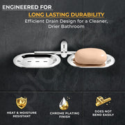 Plantex Double Soap Holder for Bathroom/Pure Brass Dual Soap Dish/Soap Stand/Soap Bar/Soap Case/Bathroom Accessories - Pack of 1 (APS-GIA-10-GIZA, Chrome)
